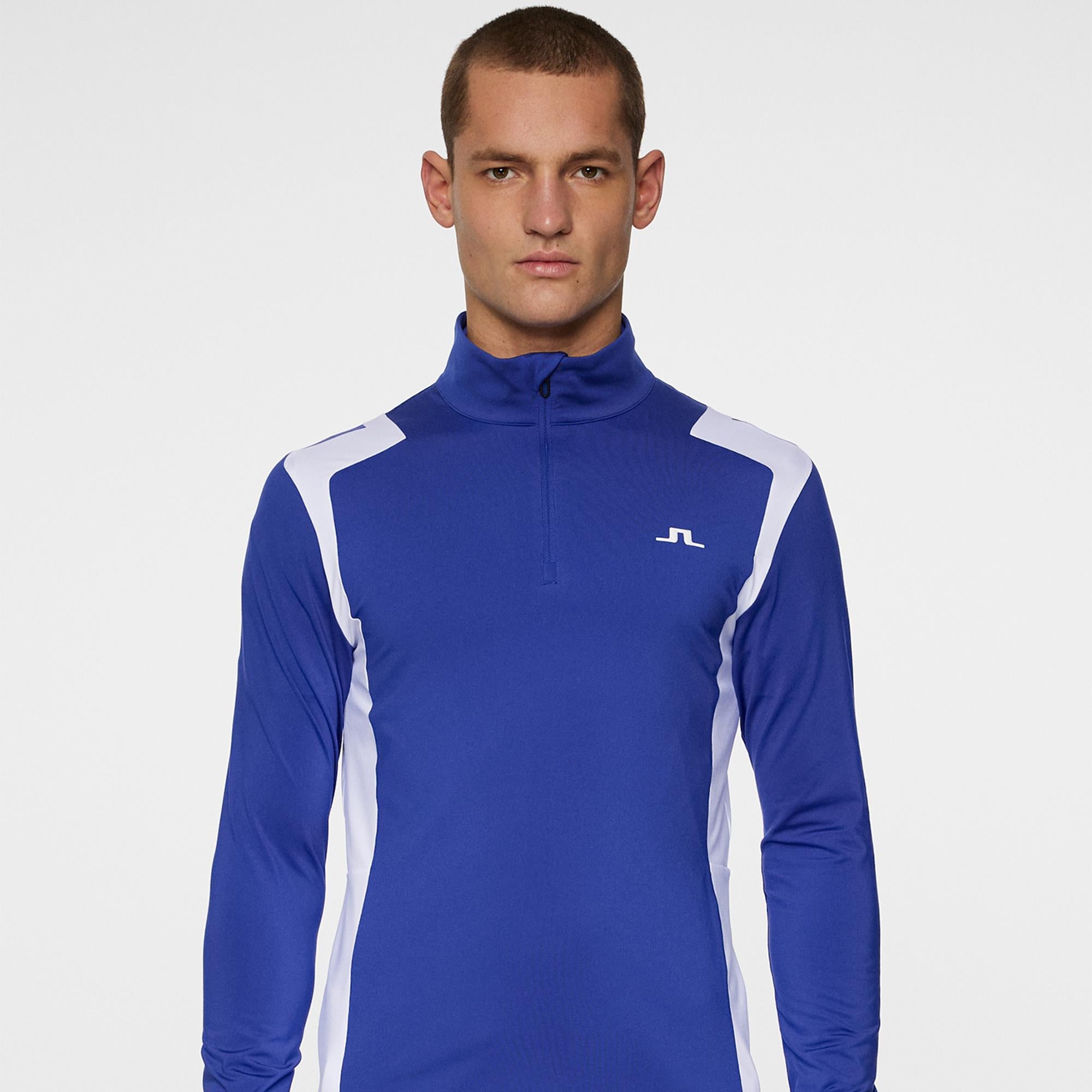 J Lindeberg Lukas Quarter Zip Mens Golf Mid Layer Clematis Blue